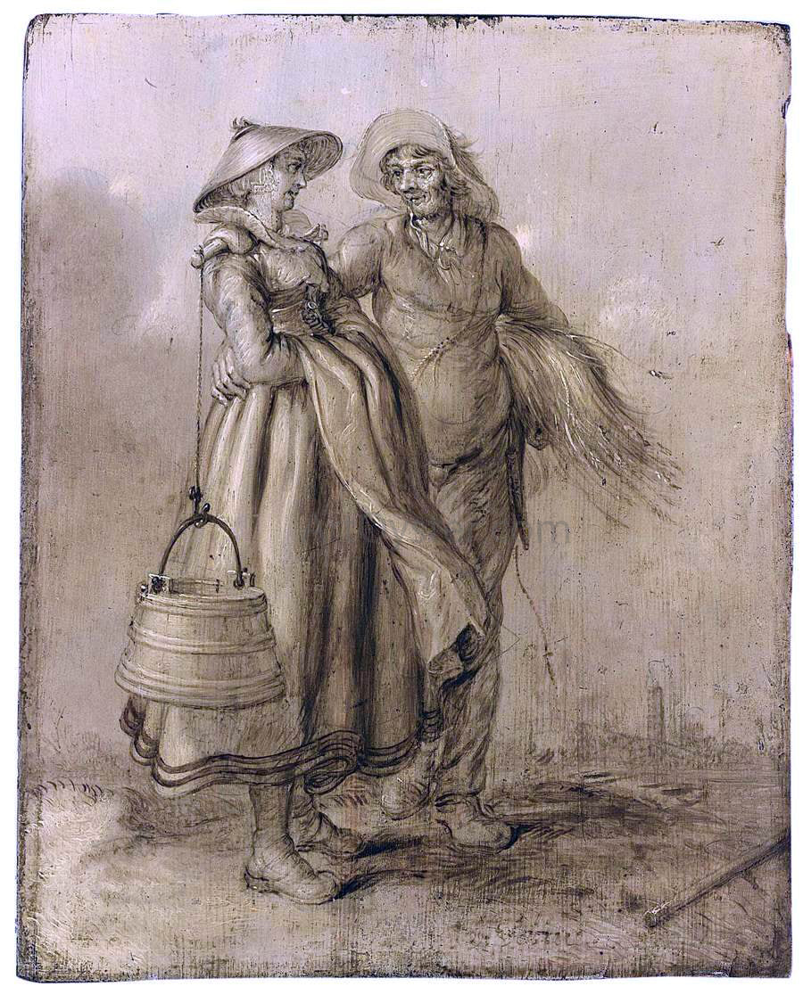  Adriaen Pietersz Van de Venne An Amorous Peasant Couple Conversing - Canvas Print