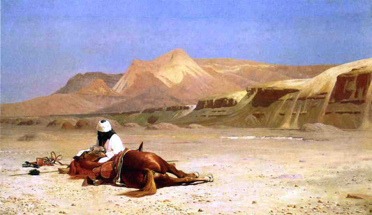  Jean-Leon Gerome An Arab and His Horse in the Desert - Canvas Print