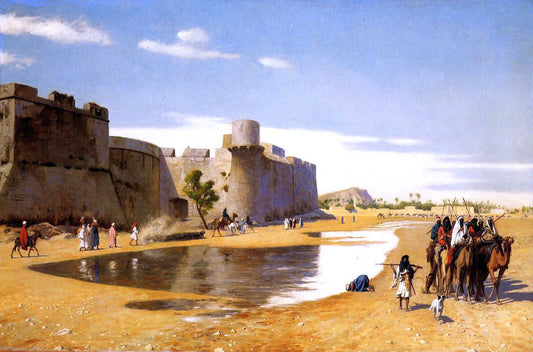  Jean-Leon Gerome An Arab Caravan Outside a Fortified Town, Egypt - Canvas Print