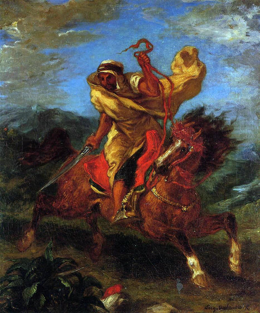  Eugene Delacroix An Arab Horseman at the Gallop - Canvas Print