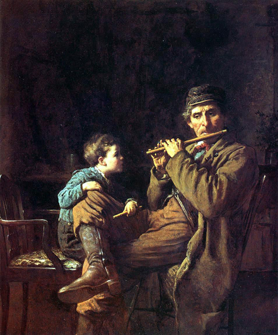  Eastman Johnson An Earnest Pupil (also known as The Fifers) - Canvas Print
