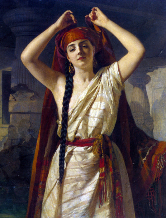  Henri-Guillaume Schlesinger An Egyptian Girl Preparing for the Bath - Canvas Print