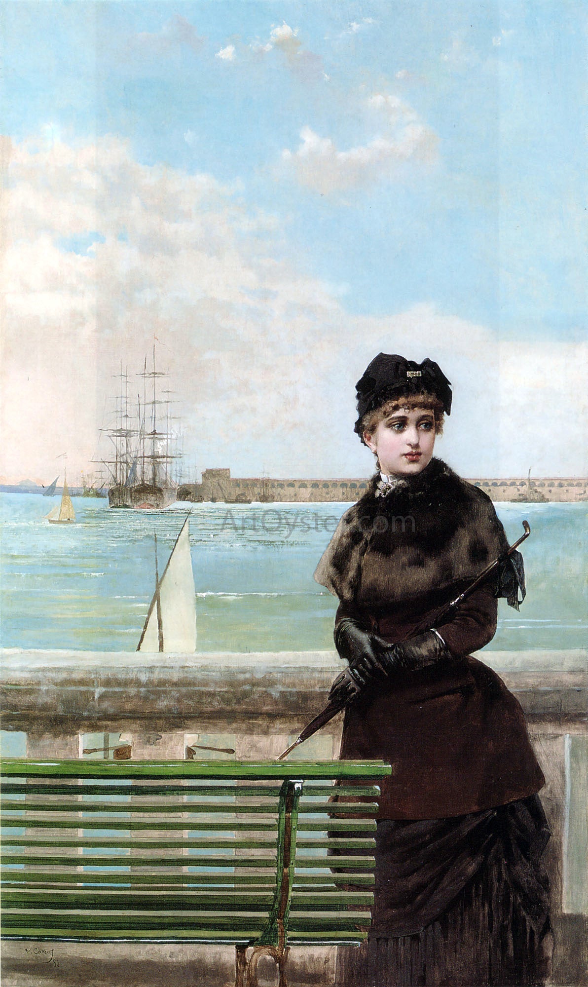  Vittorio Matteo Corcos An Elegant Woman at St. Malo - Canvas Print