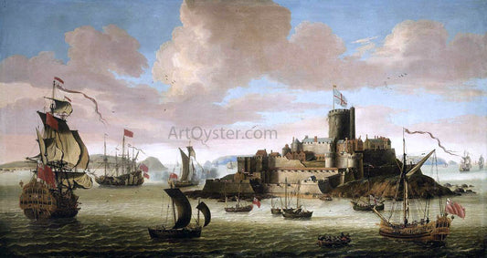  Jacob Knyff An English Ship and other Shipping off Castle Cornet, Guernsey - Canvas Print