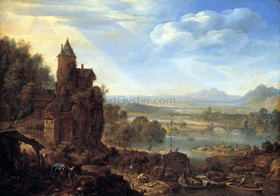  Herman Saftleven An Extensive Rhenish River Landscape - Canvas Print