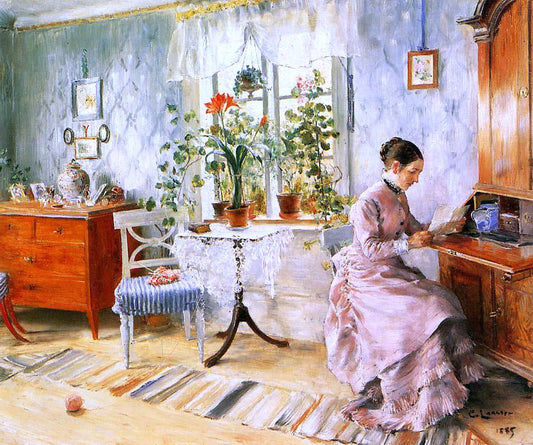  Carl Larsson An Interior with a Woman Reading - Canvas Print