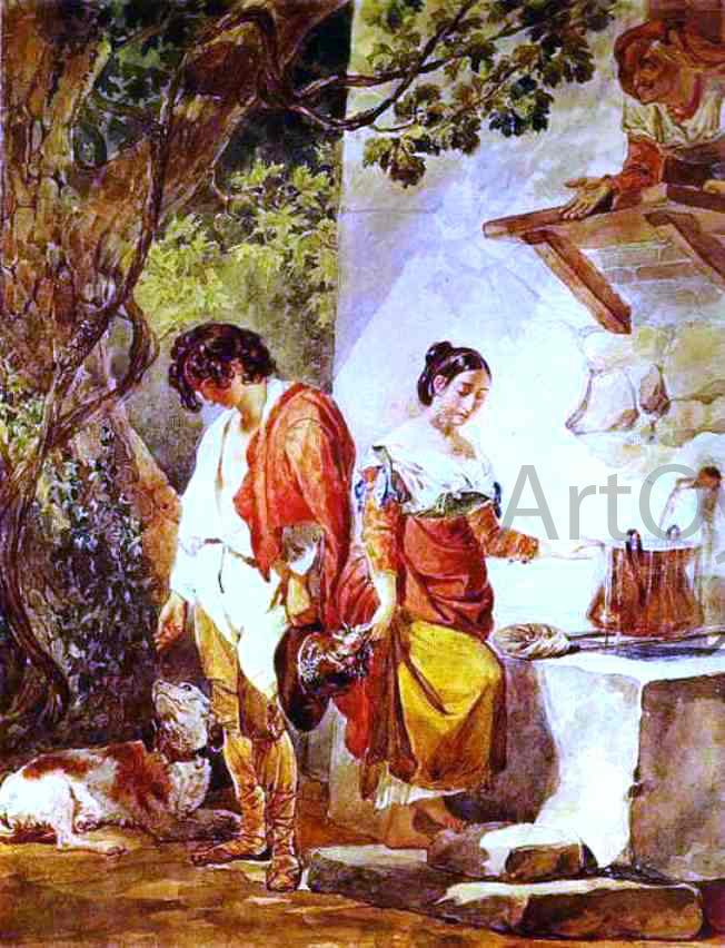  Karl Pavlovich Brulloff An Interrupted Date - Canvas Print