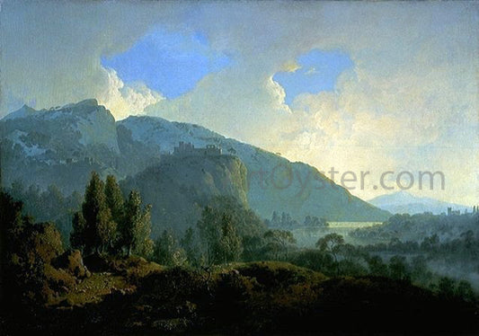  Joseph of Derby An Italian Landscape with Mountains and a River - Canvas Print