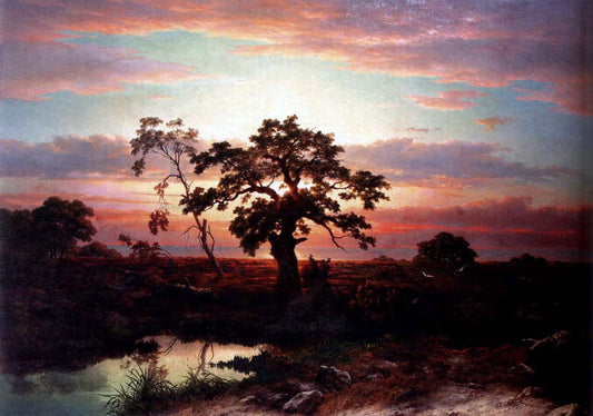  Louwrens Hanedoes An Oak In An Extensive Coastal Landscape At Dusk Near Le Havre - Canvas Print
