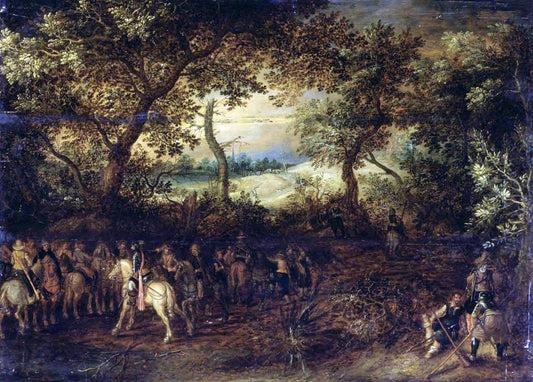 David Vinckboons An Officer Preparing His Troops for an Ambush - Canvas Print