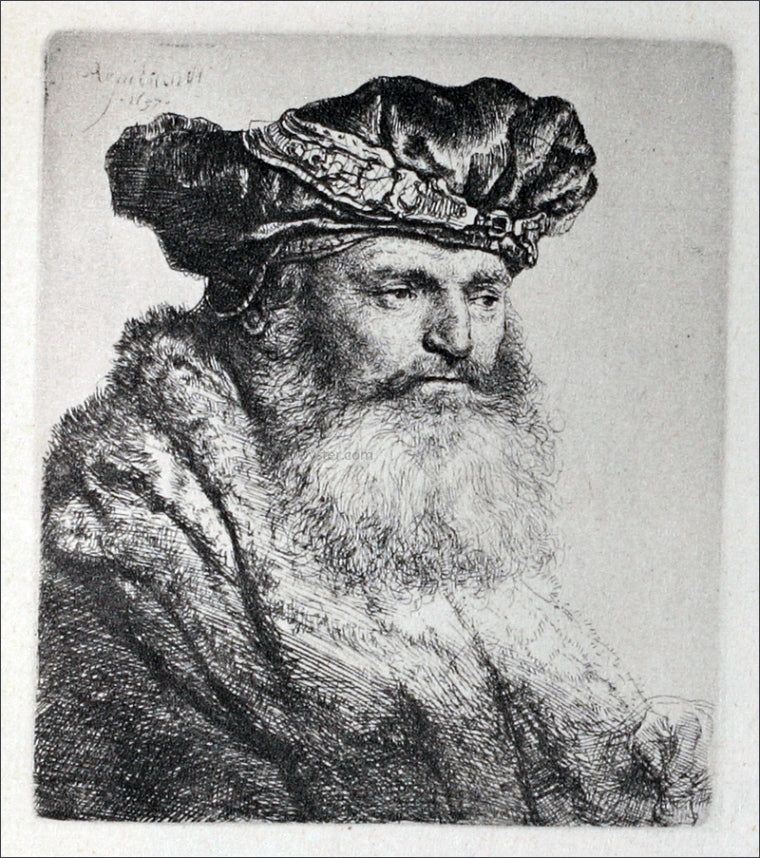  Rembrandt Van Rijn Old Man, Wearing a Rich Velvet Cap - Canvas Print