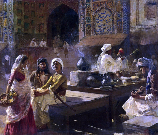  Edwin Lord Weeks An Open-Air Kitchen, Lahore, India - Canvas Print