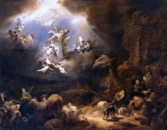  Govert Teunisz Flinck Angels Announcing the Birth of Christ to the Shepherds - Canvas Print