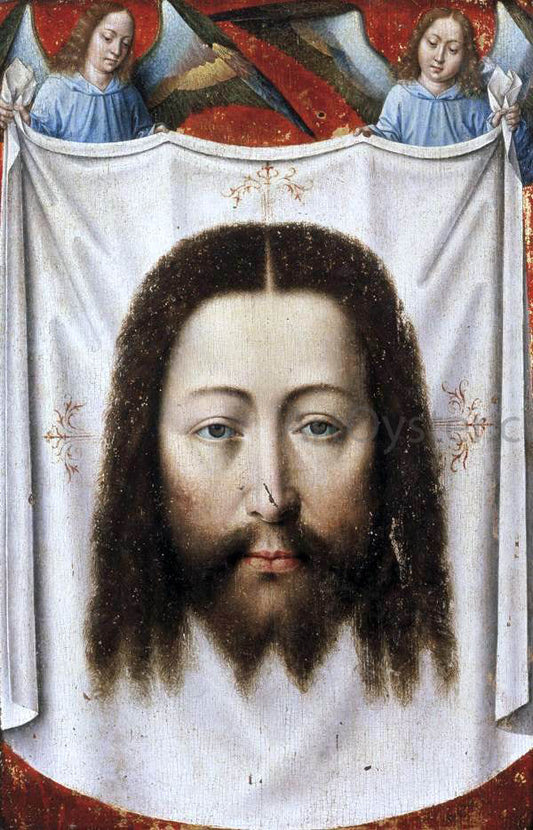  Master of the Legend of St.  Ursula Angels Supporting the Veil of St Veronica - Canvas Print