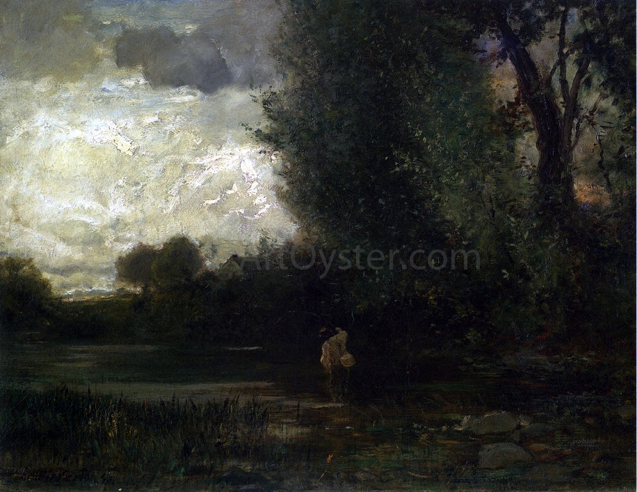  Arthur Parton Angler by Forest Stream - Canvas Print