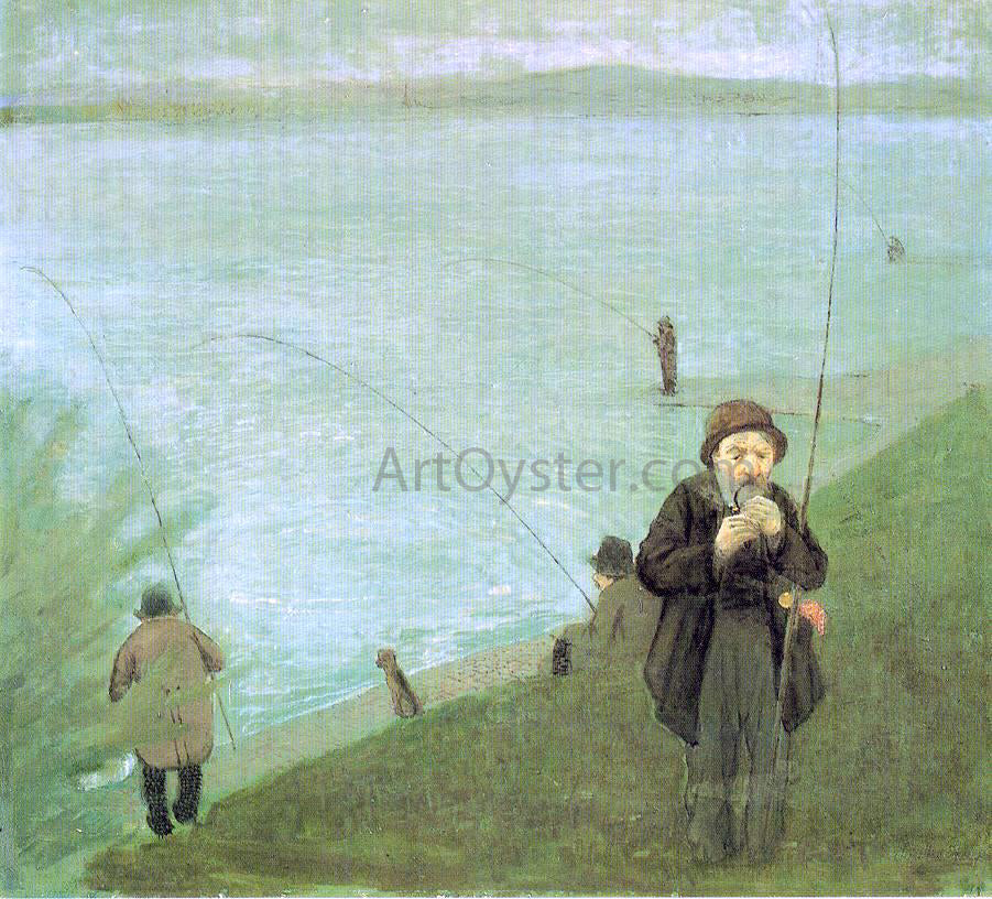  August Macke Anglers on the Rhine - Canvas Print