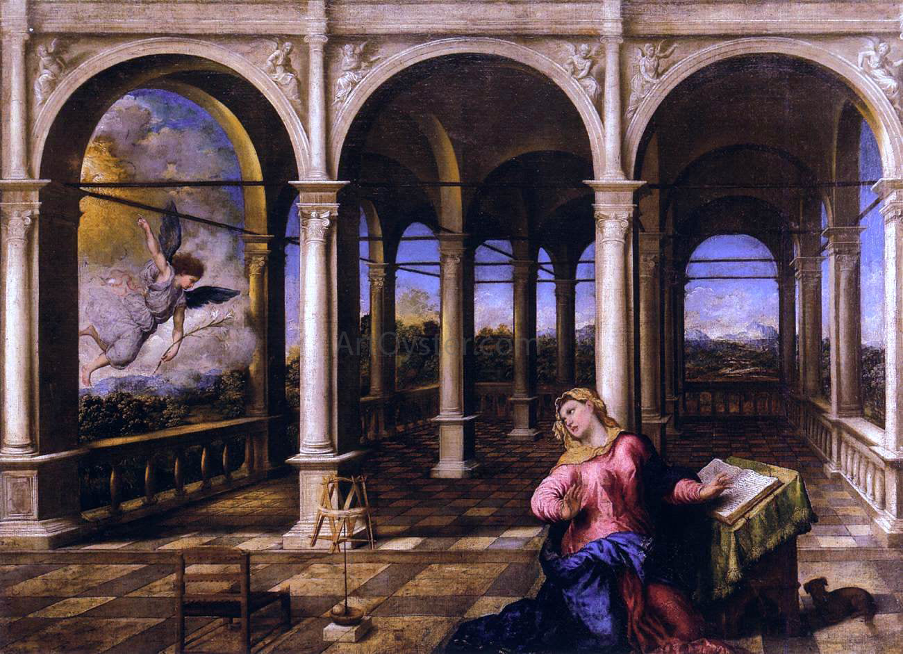  Paris Bordone Annunciation - Canvas Print