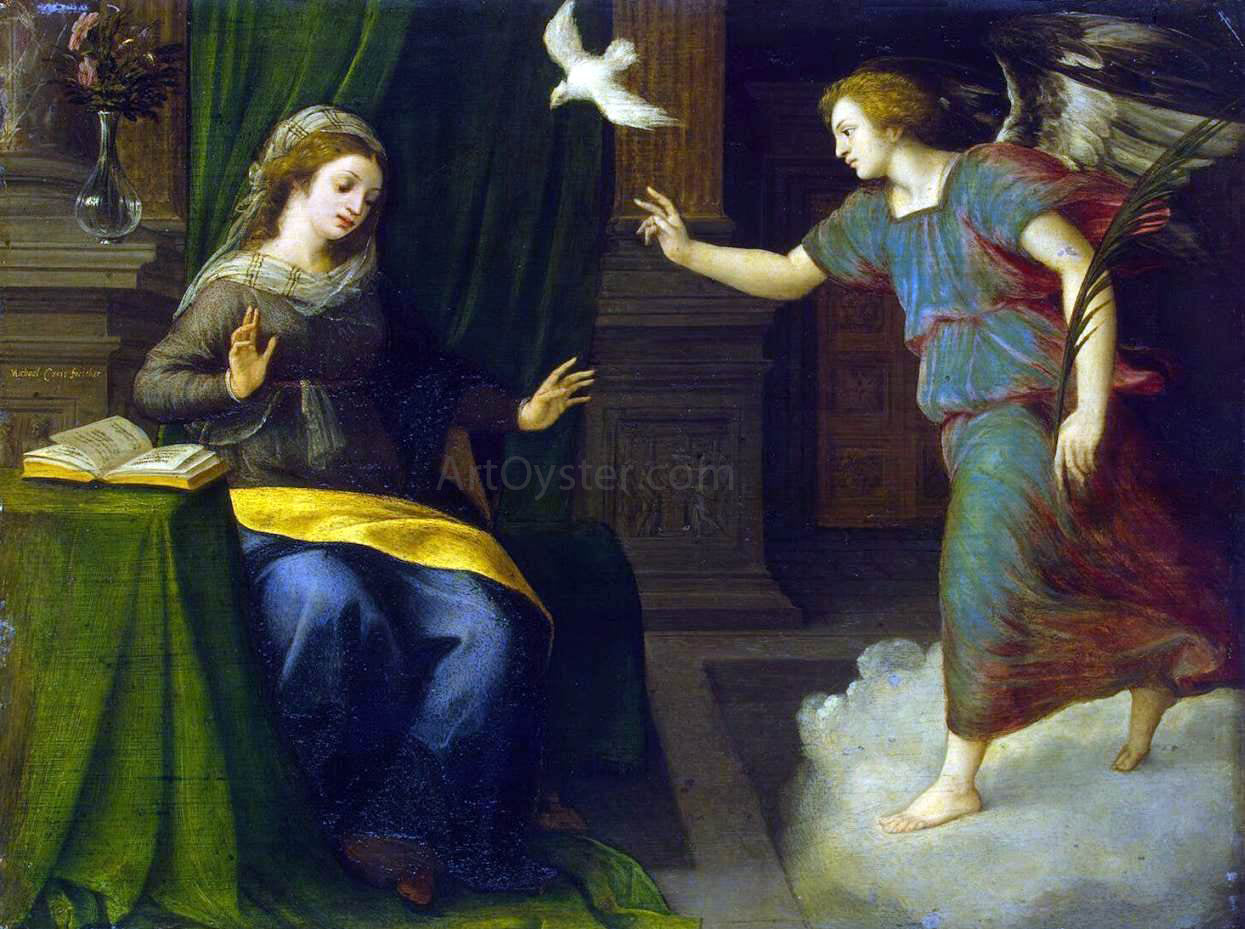  Michiel Van Coxcie Annunciation - Canvas Print