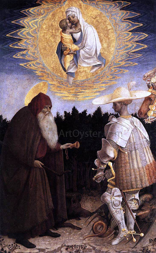  Antonio Pisanello Apparition of the Virgin to Sts Anthony Abbot and George - Canvas Print