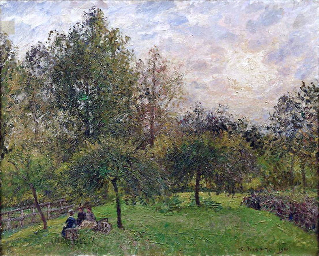  Camille Pissarro Apple Trees and Poplars at Sunset - Canvas Print