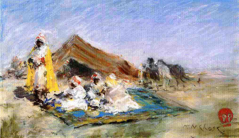  William Merritt Chase Arab Encampment (also known as Oriental Sketch) - Canvas Print