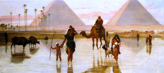  Frederick Goodall Arabs Crossing A Flooded Field By The Pyramids - Canvas Print