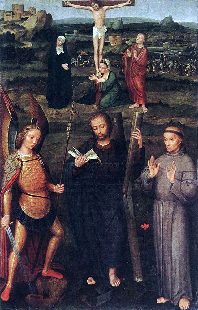  Adriaen Isenbrandt Ysenbrandt Archangel St Michael, St Andrew and St Francis of Assisi - Canvas Print