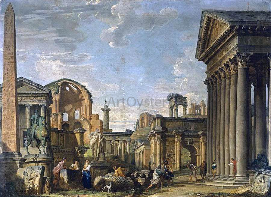  Giovanni Paolo Pannini Architectural Capriccio - Canvas Print