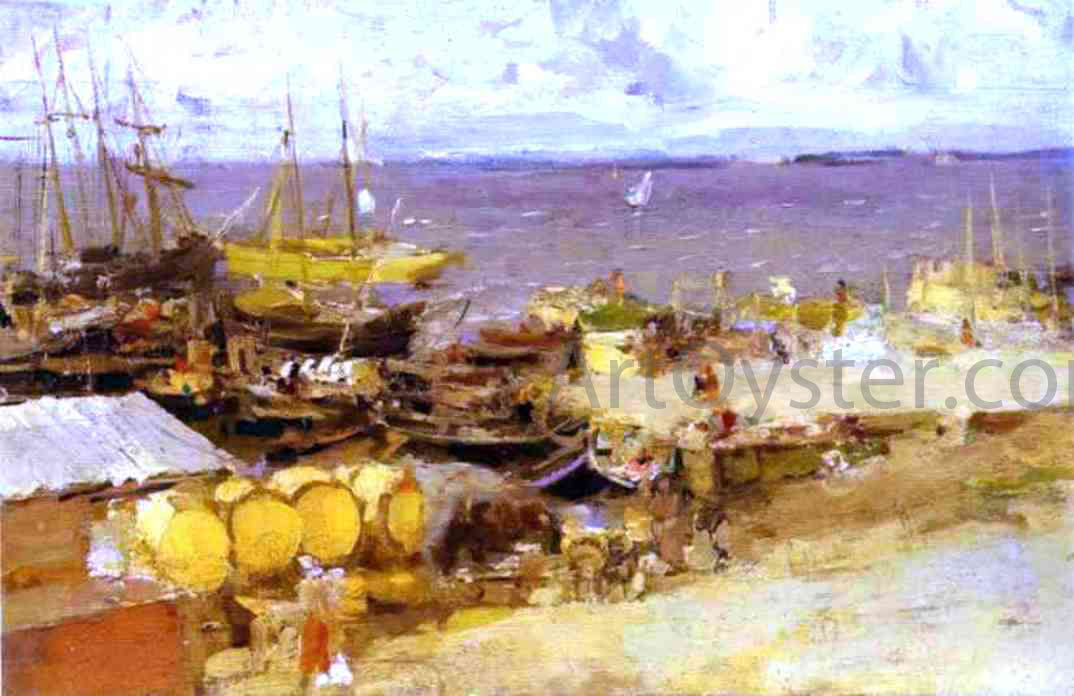  Constantin Alexeevich Korovin Arkhangelsk Port on Dvina. - Canvas Print