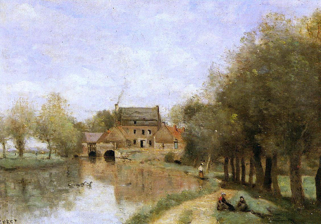  Jean-Baptiste-Camille Corot Arleux-du-Nord, the Drocourt Mill, on the Sensee - Canvas Print