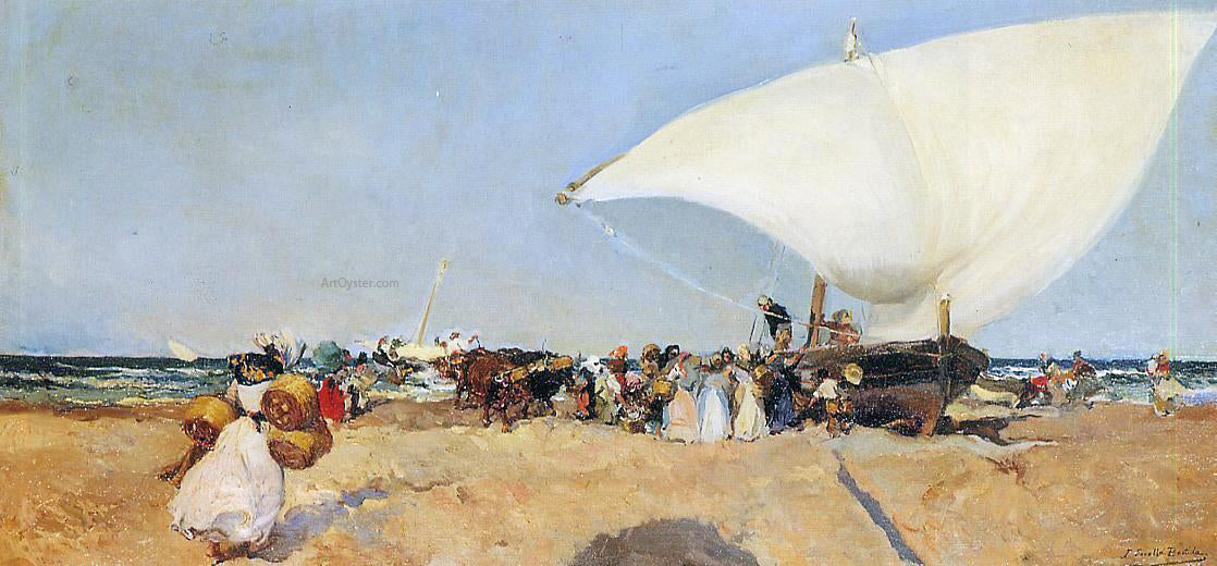  Joaquin Sorolla Y Bastida Arrival of the Boats - Canvas Print