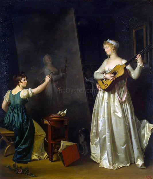  Marguerite Gerard Artist Painting a Portrait of a Musician - Canvas Print