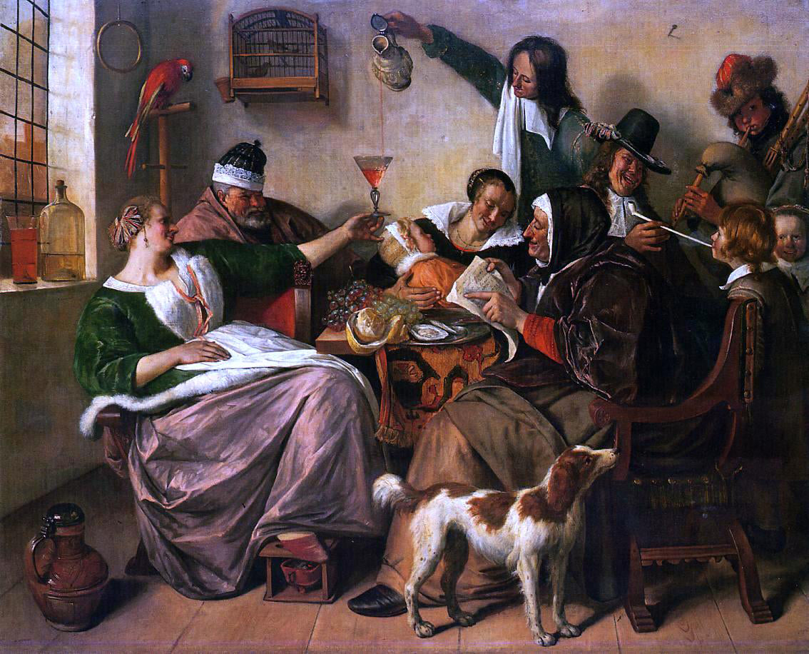  Jan Steen As the Old Sing, So Pipe the Young - Canvas Print