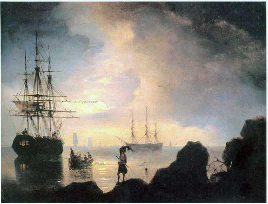  Ivan Constantinovich Aivazovsky At night, Smugglers - Canvas Print