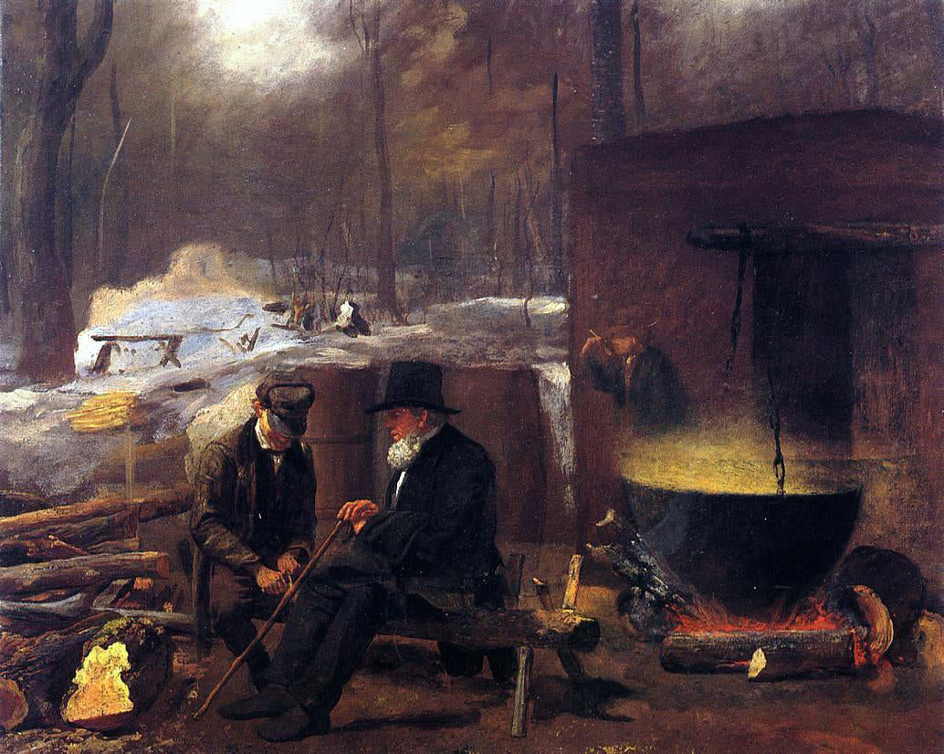  Eastman Johnson At the Camp, Spinning Yarns and Whittling - Canvas Print