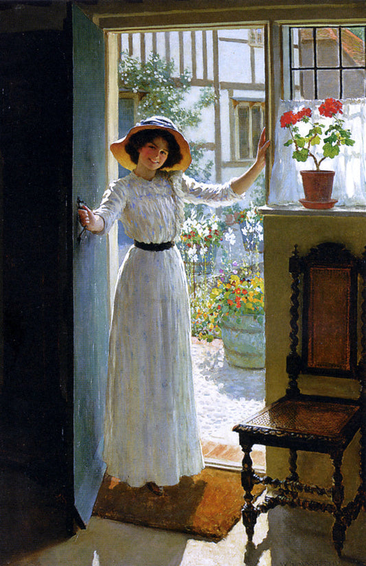 William Henry Margetson At The Cottage Door - Canvas Print