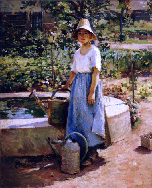  Theodore Robinson At the Fountain - Canvas Print