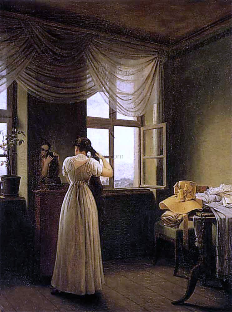  Georg Friedrich Kersting At the Mirror - Canvas Print