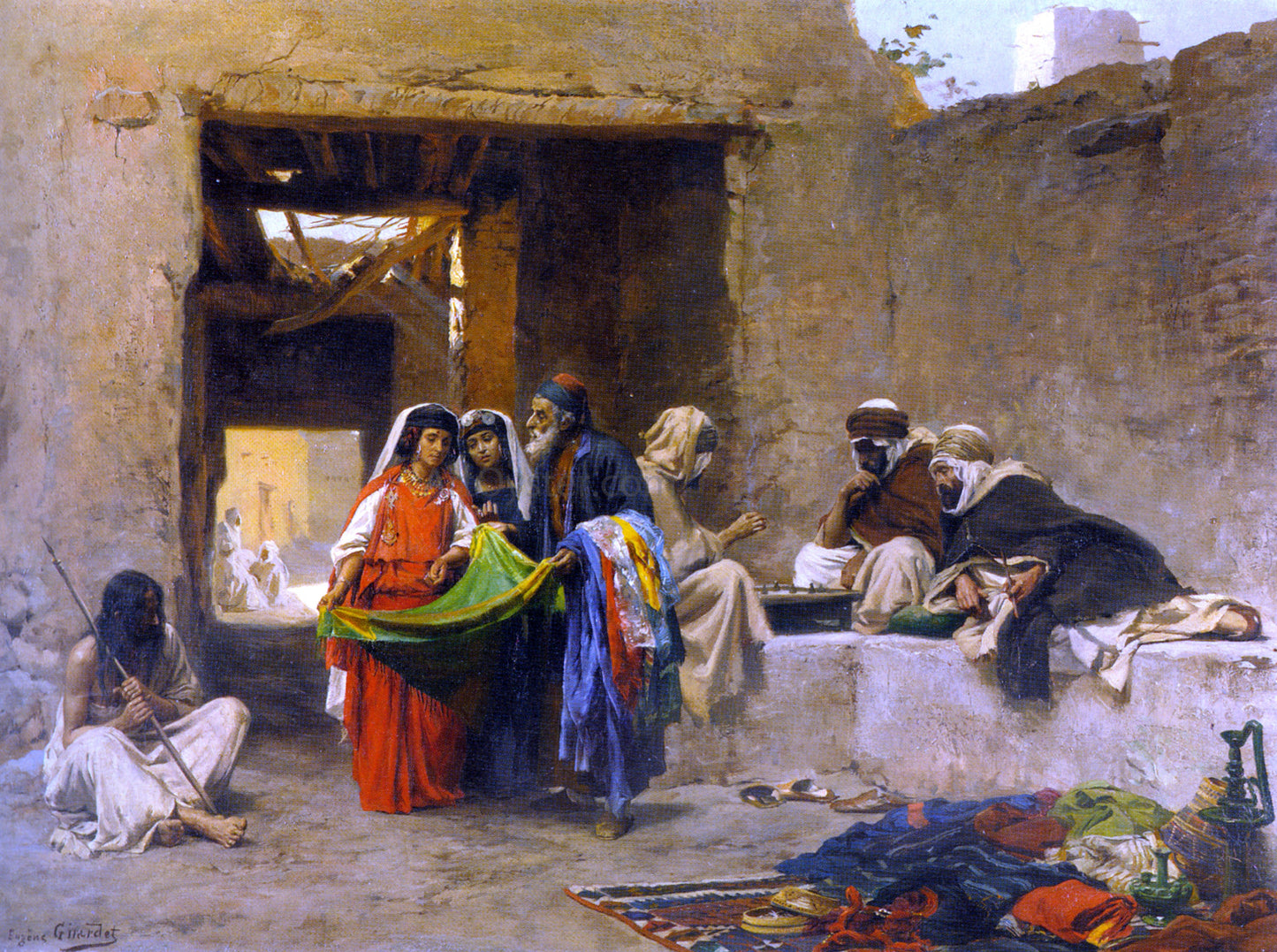  Eugene Alexis Girardet At The Souk - Canvas Print