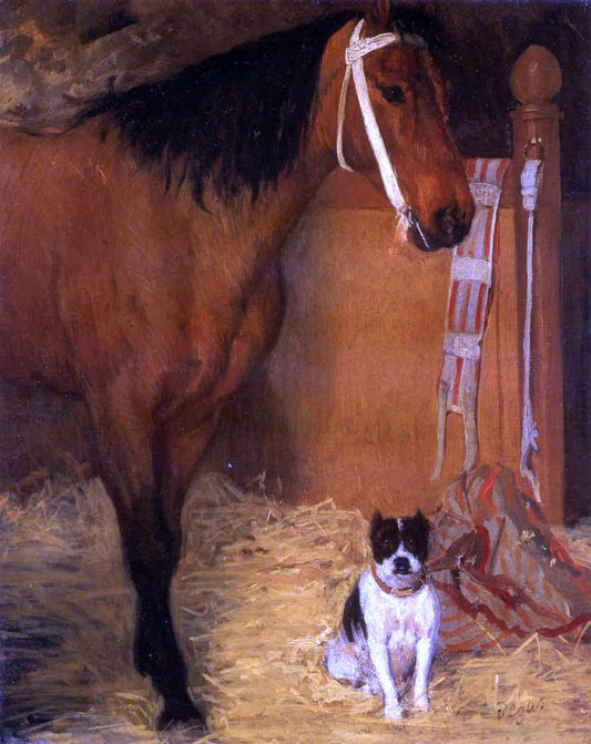  Edgar Degas At the Stables, Horse and Dog - Canvas Print