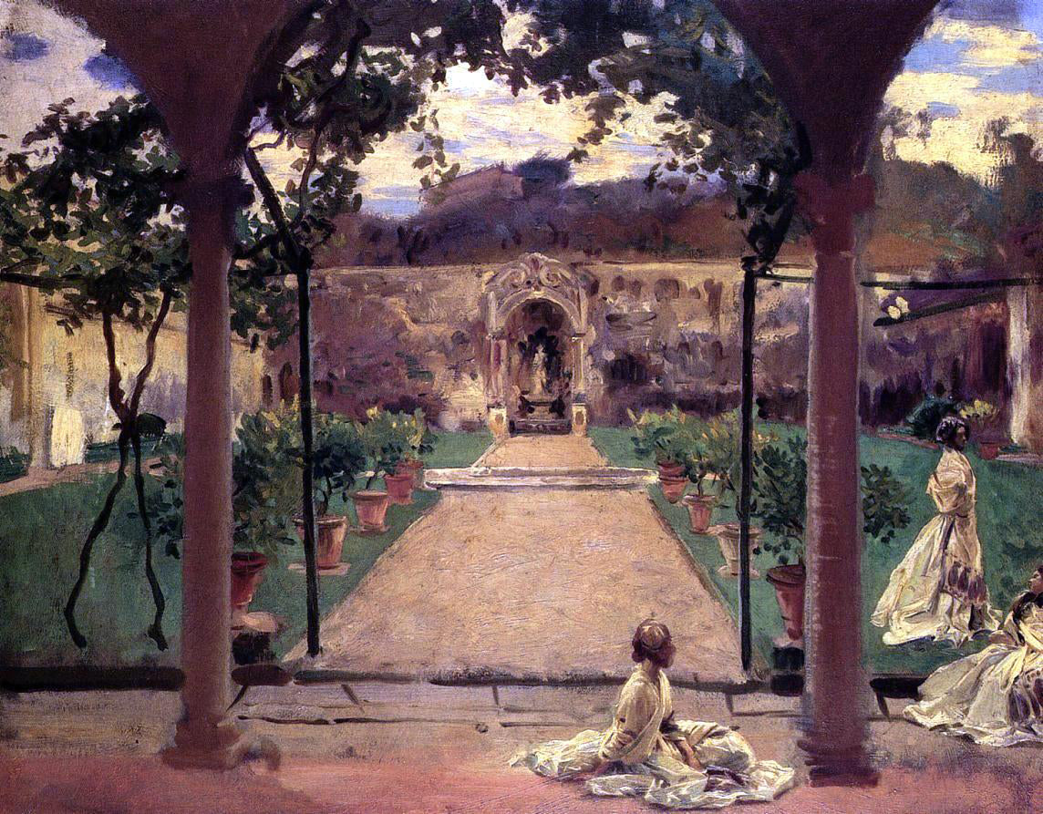  John Singer Sargent At Torre Galli: Ladies in a Garden - Canvas Print