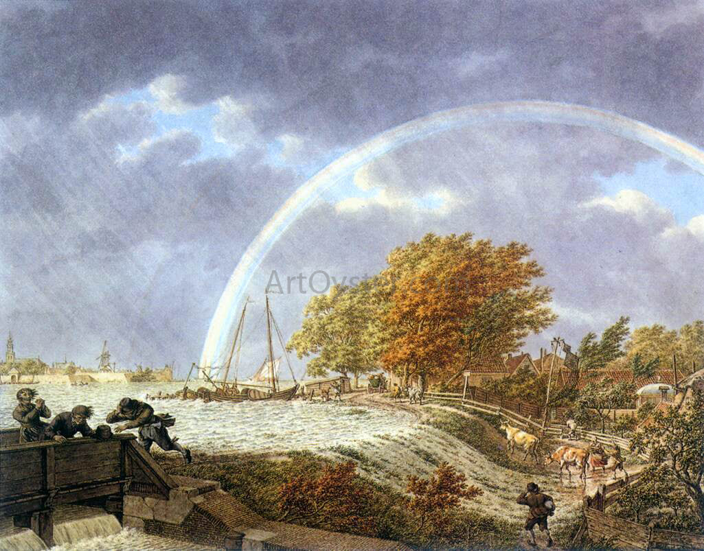  Jacob Cats Autumn Landscape with Rainbow - Canvas Print