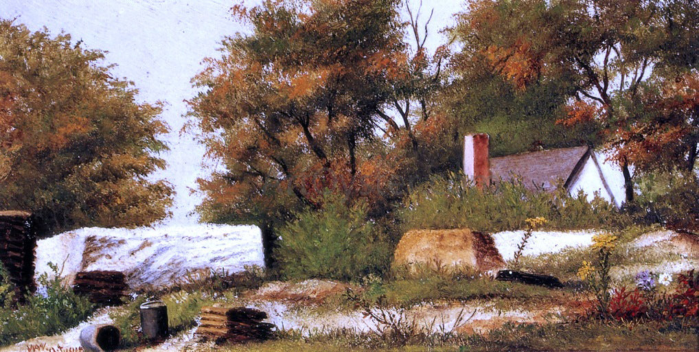  William Aiken Walker Autumn Scene in the Woods of North Carolina with House and Stacks of Wood - Canvas Print