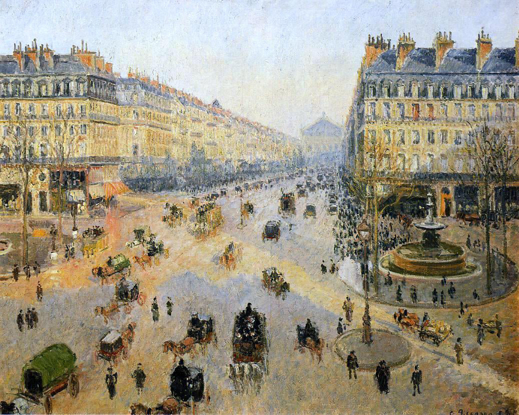  Camille Pissarro Avenue de l'Opera: Sunshine Winter Morning - Canvas Print