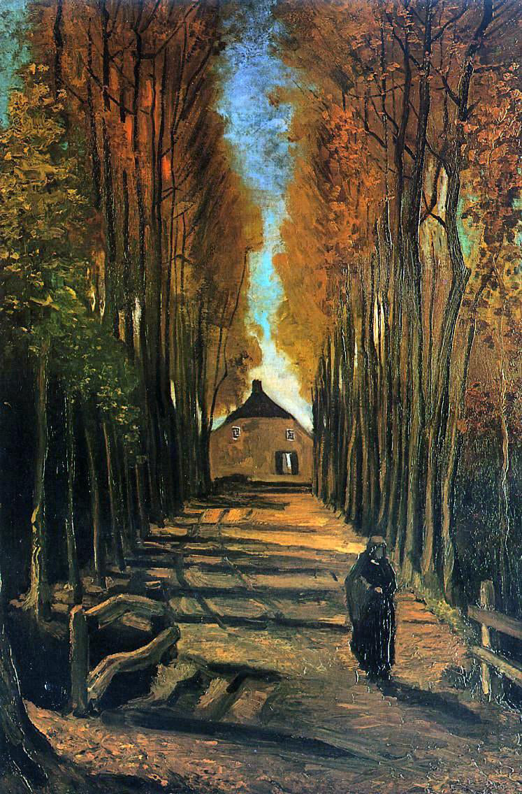  Vincent Van Gogh Avenue of Poplars at Sunset - Canvas Print