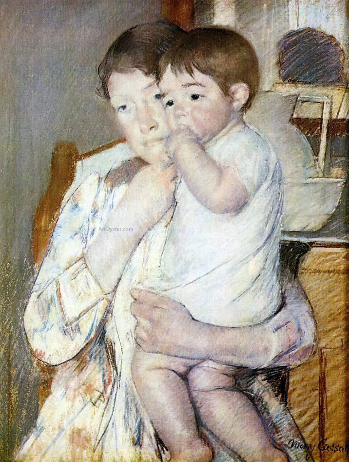  Mary Cassatt Baby in His Mother's Arms, Sucking His Finger - Canvas Print