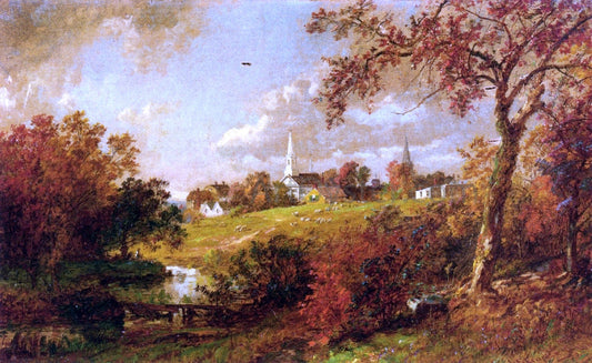  Jasper Francis Cropsey Back of the Village, Hastings-on-Hudson, New York - Canvas Print