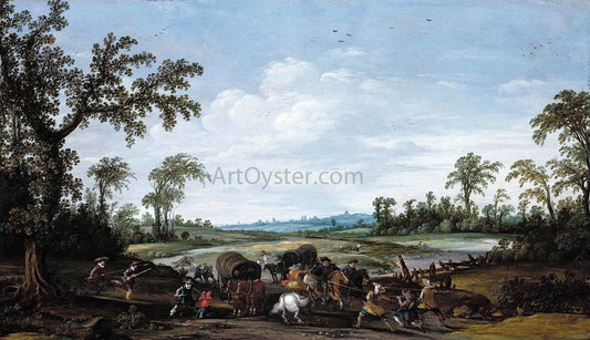  Esaias Van de Velde Bandits Attacking a Caravan of Travellers - Canvas Print