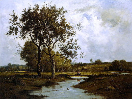  Leon Richet Banks of the River - Canvas Print