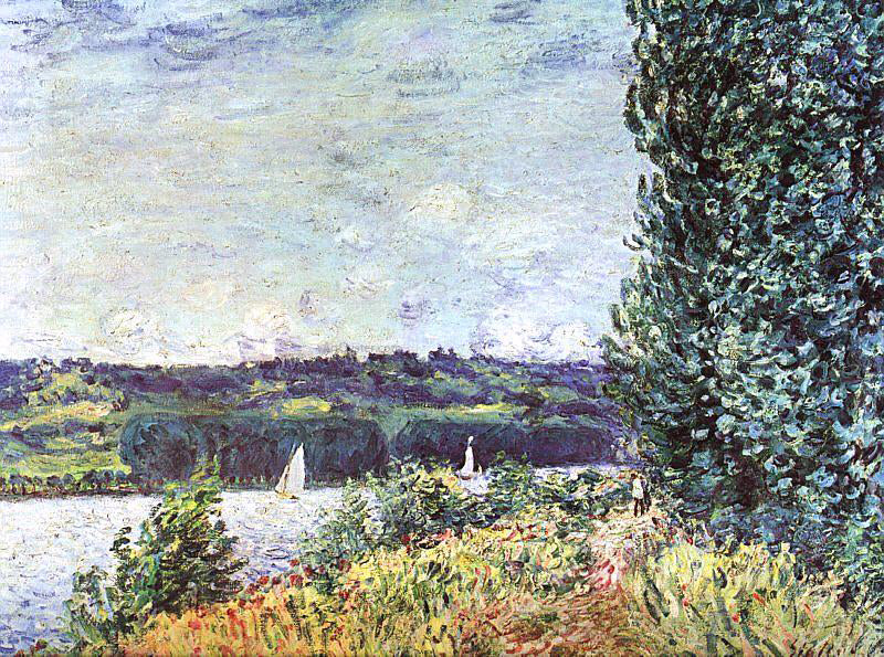  Alfred Sisley Banks of the Seine, Wind Blowing - Canvas Print